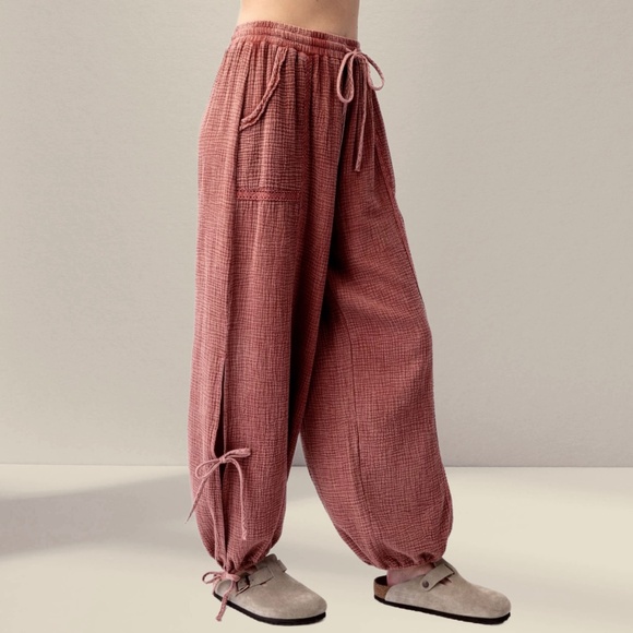 📌 EASEL Lace Trim, Side Slits W/ Self-Ties, Lightweight Mineral Wash Soft Cotton - Picture 12 of 16